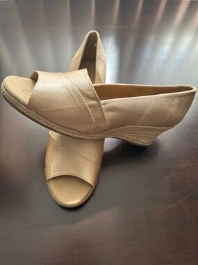 Easy Street Gold-Tan Espadrille Slip-Ons